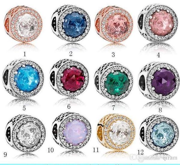 

2020 new authentic real s925 diy bracelet sterling silver cubic zirconia charms bead for pandora chain pink color fashion jewelry, Black