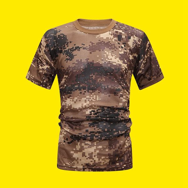 

camouflage running sport short sleeve t-shirt men o neck breathable soft leisure riding walking t shirt loose tee apparel#, Black;blue
