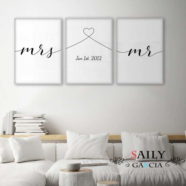 

mrs mr love quotes poster minimal wall art canvas print couple anniversary gift picture living room bedroom nordic wall decor