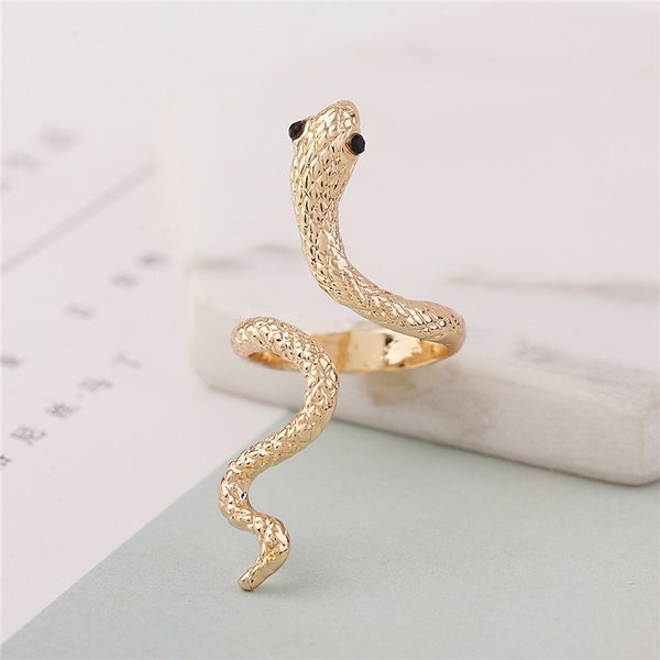 

1pc punk cute personality long snake ring for women men rock hip hop metal color animals open finger ring party jewelry r141, Golden;silver