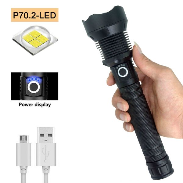 

new xhp70.2 high-power led bright aluminum alloy usb rechargeable flashlight outdoor flashlight