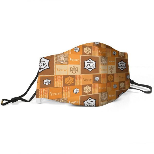 

women men face mask dust mask muffle veuve clicquot orange plaid printed with adjustable ear hook mas, Silver