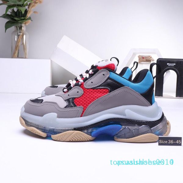 

2019 paris triple-s 17fw crystal bottom green luxury dad shoes platform triple sneakers for mens women vintage kanye old grandpa trainer c14, Black