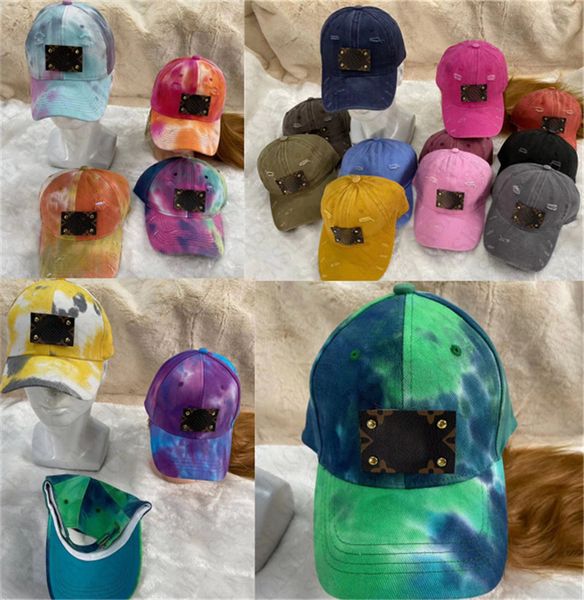 

brand baseball ball caps tie-dye broken hole men women summer adults caps ponytail visor cap sports washable trendy peaked hats dhl d7710, Yellow