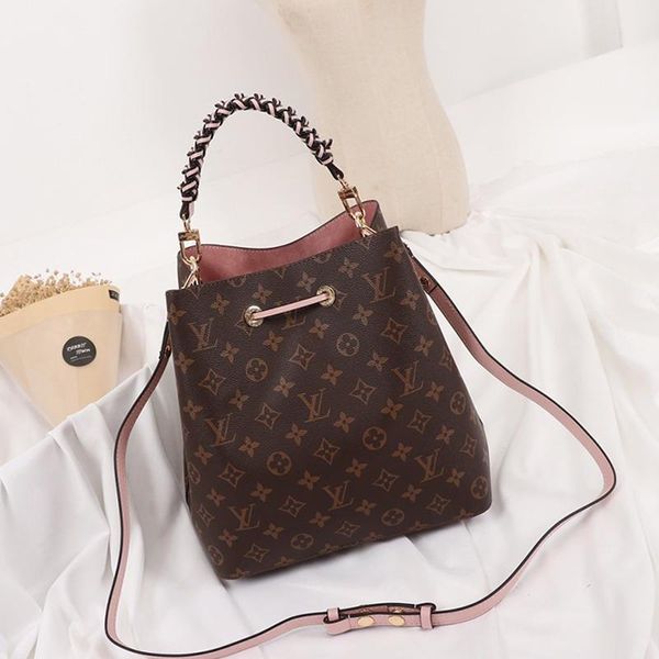 

vintage womens bucket bag fashion design leather handbag drawstring shoulder bag ladies messenger crossbody bags handle tote leather bag