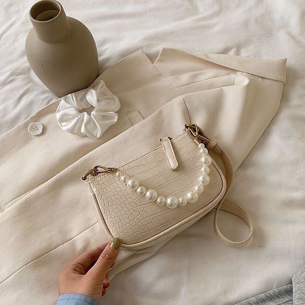 

stone pattern pu leather pearl crossbody bags for women 2020 summer with sweet pear handle lady shoulder purses and handbags