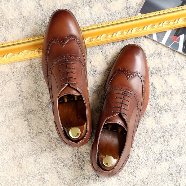 

genuine leather men oxford bullock formal men 39 s dress shoes size 38-47, Black