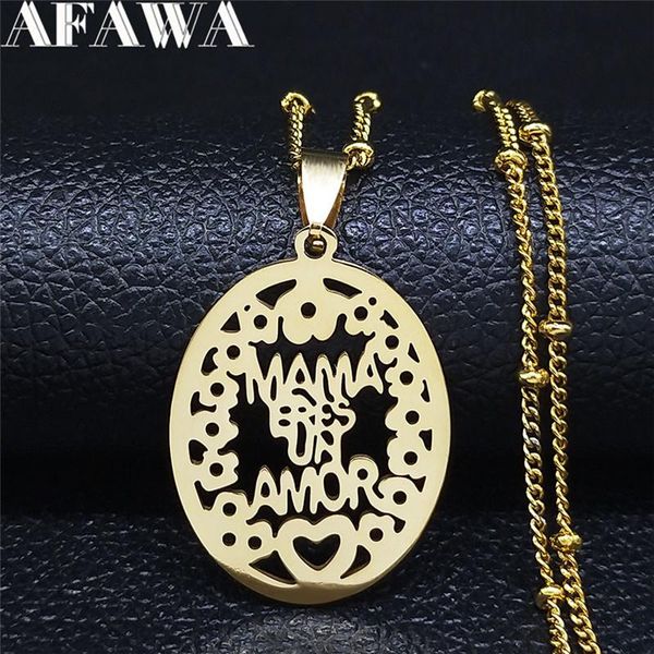 

2020 fashion mama stainless steel pendants necklaces for women gold color necklaces jewelry joyeria acero inoxidable n441s01, Silver