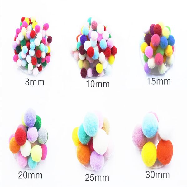 

8,10,15,20,25,30 mm mixed color plush ball soft pompon diy craft for kids home decor furball garment sewing on cloth accessories