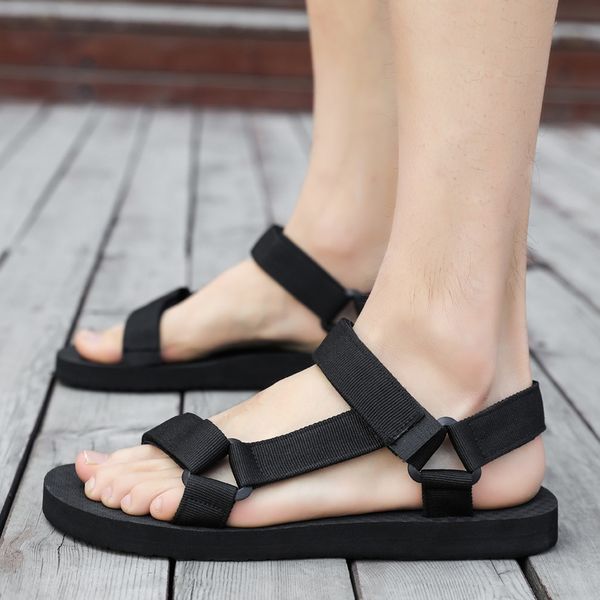 

summer outdoor casual beach shoes flat comfortable men's sandals with a variety of personalized sandal slippers, Black