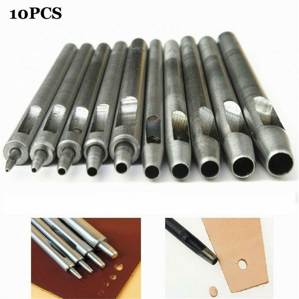 

10pcs heavy duty leather hollow hole punch set diy craft hand tools 0.5-5mm new