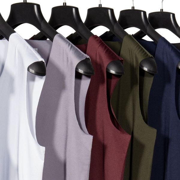 

new men' ice silk seamless vest one-piece sports vest shirt wide shoulder v-neck four seasons men' sweat sleeveless shirt, White;black