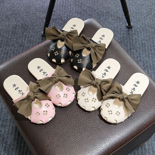 

gi56q 2020 new children' slippers korean style bowknot girls sandals soft bottom children slippers baby shoes baotou women' baby, Black;grey