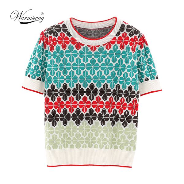 

2020 summer sweet contrast flower embroidery women cute o-neck short sleeve casual slim t-shirt pullovers b-072, White