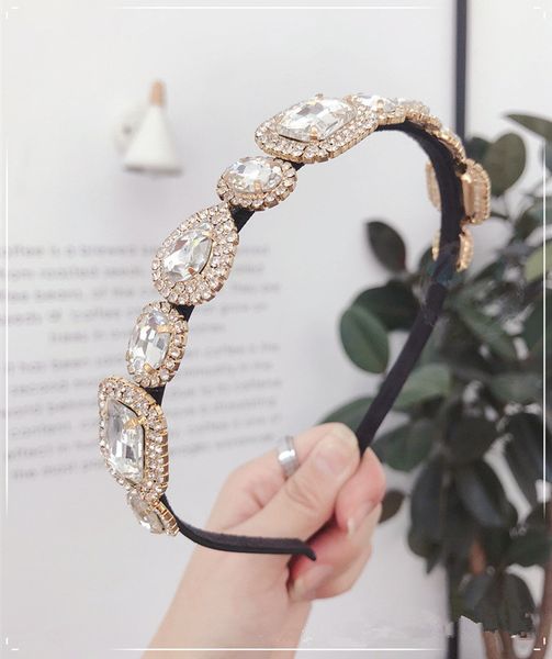 

hair accessories for women korea small fragrance super flash color drill pressure hair retro baroque style full diamond hair band wholesale, Silver