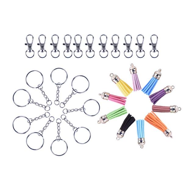 

125pcs / set key chain ring подвески кисточкой bulk для diy ремесла изготовление ювелирных изделий модные повседневный брелок для мужчин жен, Silver