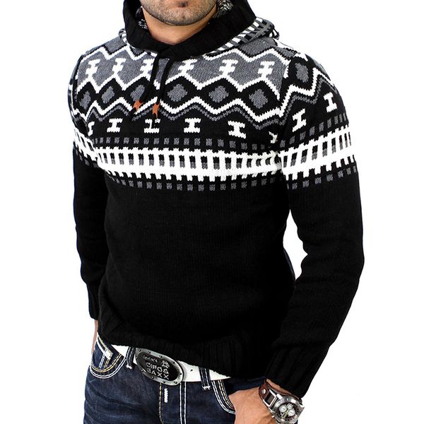 

men's sweaters isurvivor2021 knitted sweater shirt long-sleeved hooded pullover autumn and winter plus size men, White;black