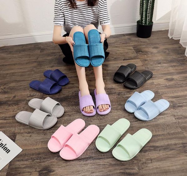 

men and women couple home pvc silent no-skid floor bathroom slippers indoor shoes men mens house slippers mans shoes, Black