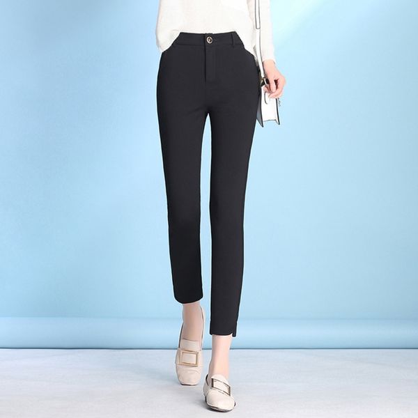 

2020 new leggings women's outer pants summer thin trousers and trousers white cropped elastic tights cropped pants women, Black