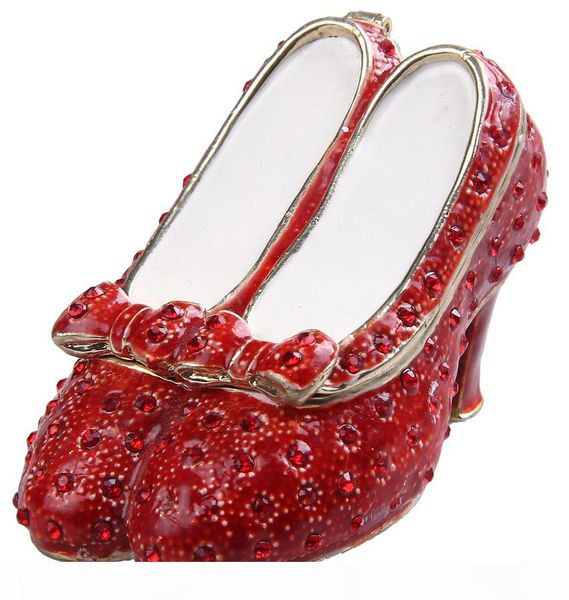 

wizard of oz gifts ruby slipper bejeweled jewelry box gold faberge trinket box metal vintage decoration box gift pewter alloy metal ornament, Black;white