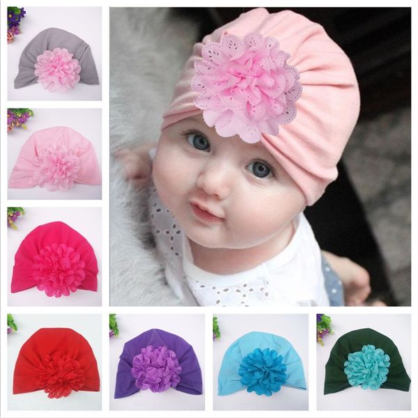

2019 ins summer new children's wrinkled pullover flower hat newborn baby cotton indian pullover hat, Blue;gray