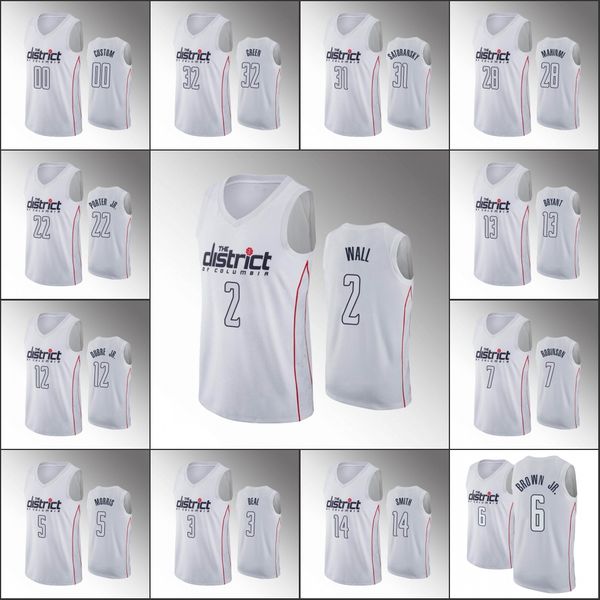

washington wizards men john wall markieff morris bradley beal thomas bryant jason smith white nba custom jersey