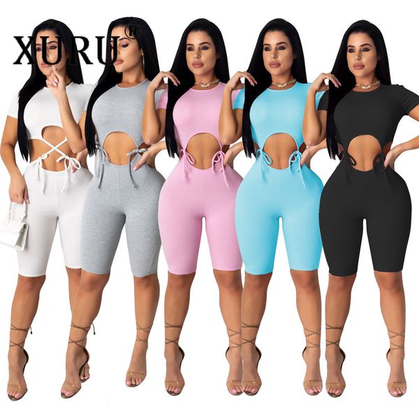 

xuru european and american new style women's jumpsuit casual solid color knitted strapless jumpsuit shorts, Black;white