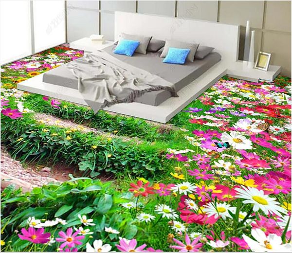 

3d pvc flooring custom p waterproof self-adhesive floor flower path toilet bathroom bedroom 3d floor pvc boards for wall