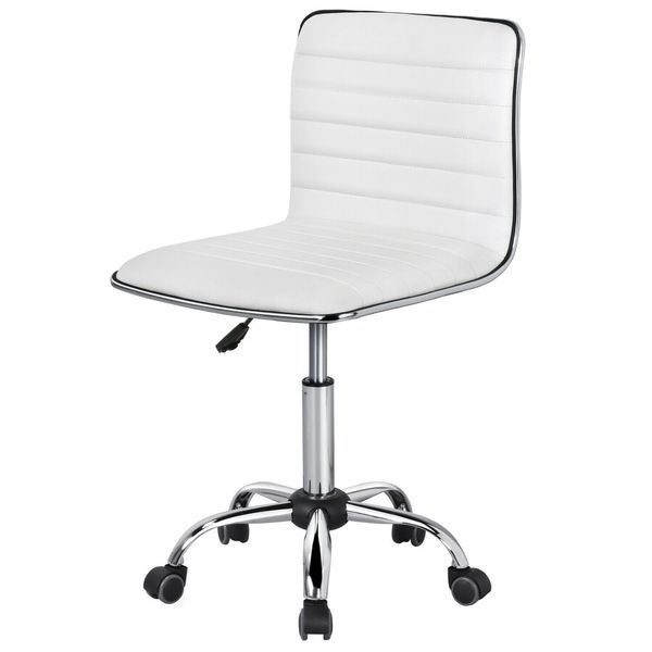 

office desk chair pu leather low back ribbed armless swivel task chair wheels