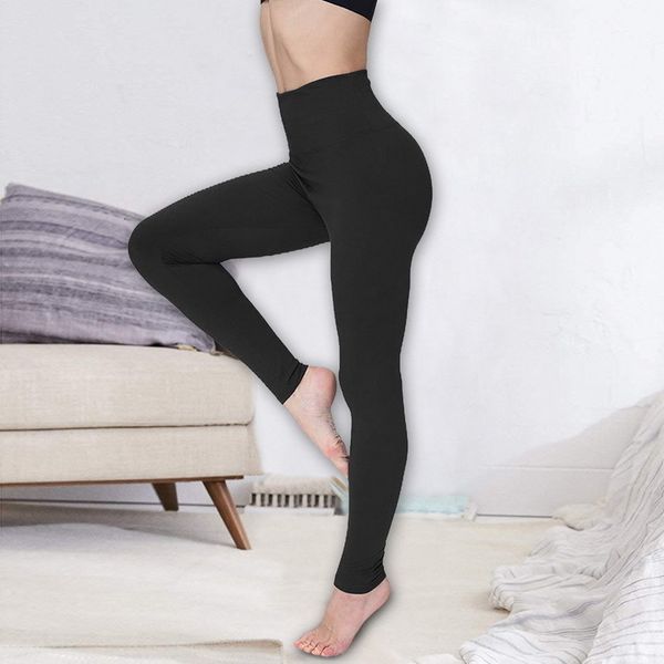 

womens high waist tummy compression control leggings slim new casual leggings solid new pants gym leggings fitness pants, Black