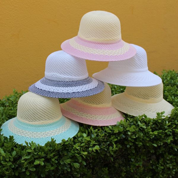 

fu lishu summer long ladies woven hollow british fu lishu summer long women's woven sun hat sun hat, Blue;gray