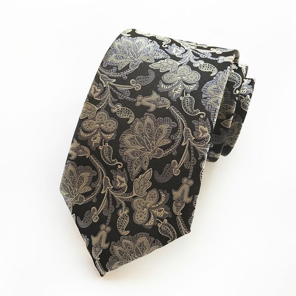 

new classic mens ties luxury man floral paisley neckties hombre 8 cm casual tie formal business casual tie for men, Black;gray