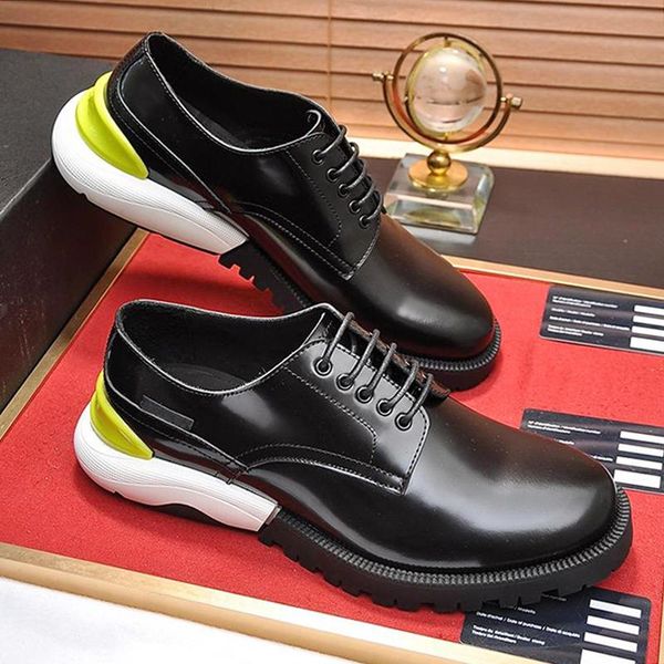 

comfortable derby shoes luxury men 's shoes lightweight plus size footwears dress wedding formal flats round toe lacing office work sh, Black