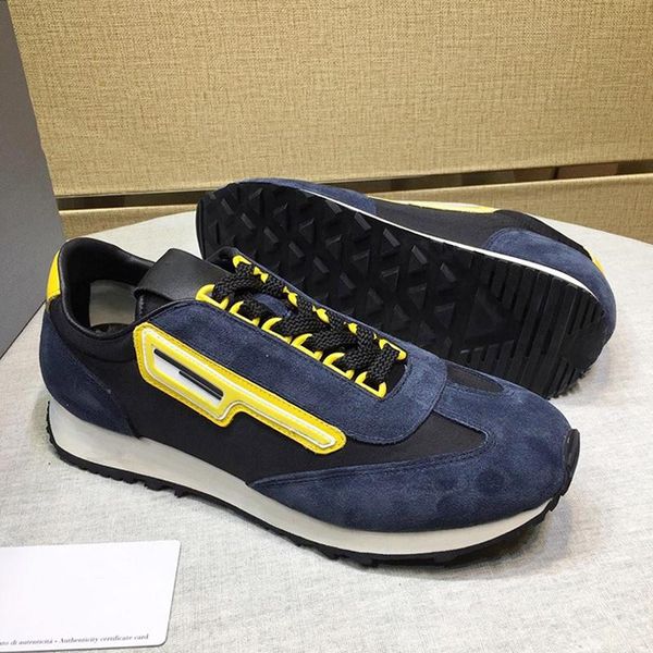 

suede and nylon sneakers men 's shoes breathable comfortable luxury footwears outdoor walking shoes low lace -up men shoes fast de, Black