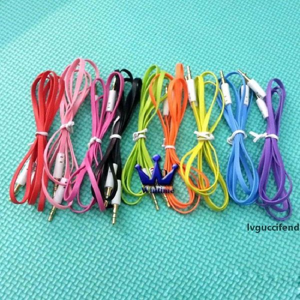 

wholesale 500pcs/lot 3.5mm to 3.5mm colorful flat type car aux audio cable extended audio auxiliary cable