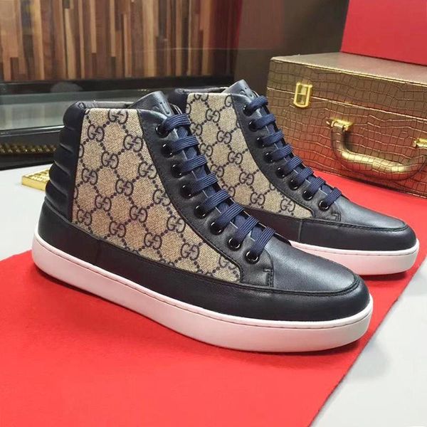 

new arrival men 's high sneaker luxury mens shoes fashion comfortable footwears lace -up sports casual vintage men shoes zapatilla, Black