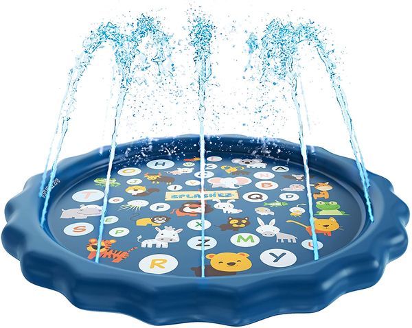 

splashez 3-in-1 sprinkler for kids, splash pad, and wading pool for learning children's sprinkler pool, 60'' inflatable water