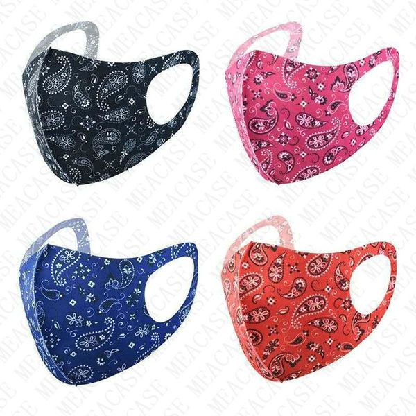 

new designer washable face mask camouflage cashew flower sunproof dust-proof sports mouth cover ice silk breathable masks men women d72804, Blue