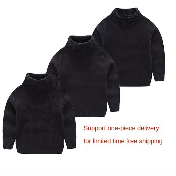 

2019 season children's new children round-neck base shirt men women shirt sweater in the big plain turtleneck sweater men's sweate, Blue