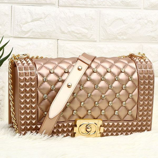 

leather luggage tag 2020 new jelly bag spoof small fragrant wind diamond diagonal bag plaid single shoulder messenger bag