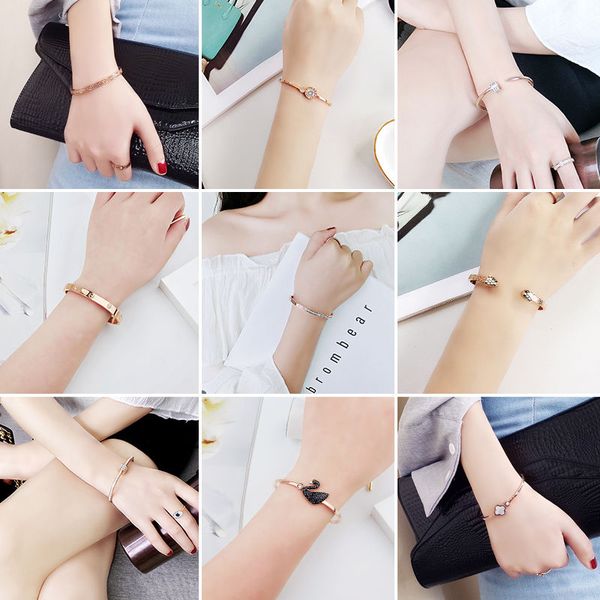 

2020 титан сталь 18k розовое золото браслет проектировщик новый простой браслет роскошный атмосфера отдыха essential браслет, Golden;silver