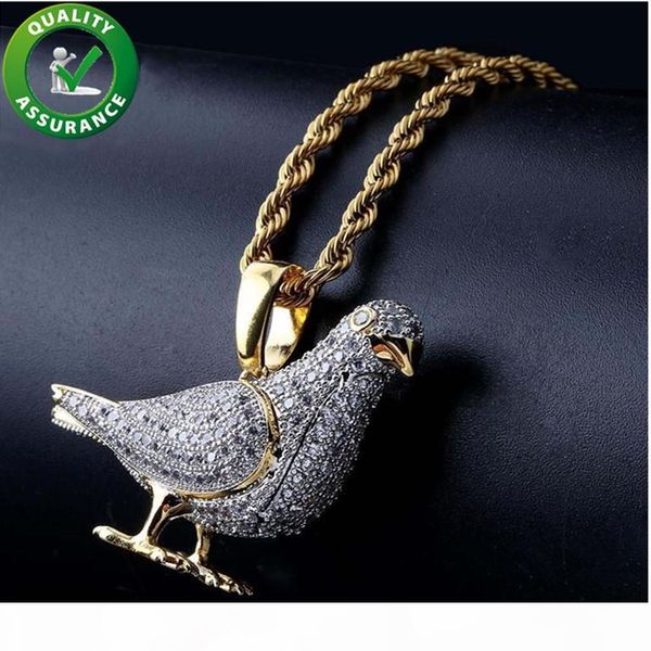 

hip hop bling chains jewelry men iced out pendant designer necklace diamond pigeon rapper chain luxury necklaces hiphop jewelry fashion gift, Silver
