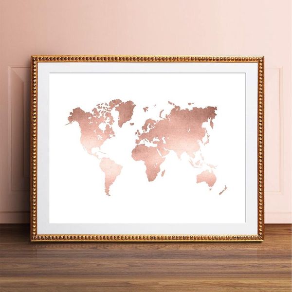 

modern minimalism world map print office decor canvas painting for living room home decor (no frame