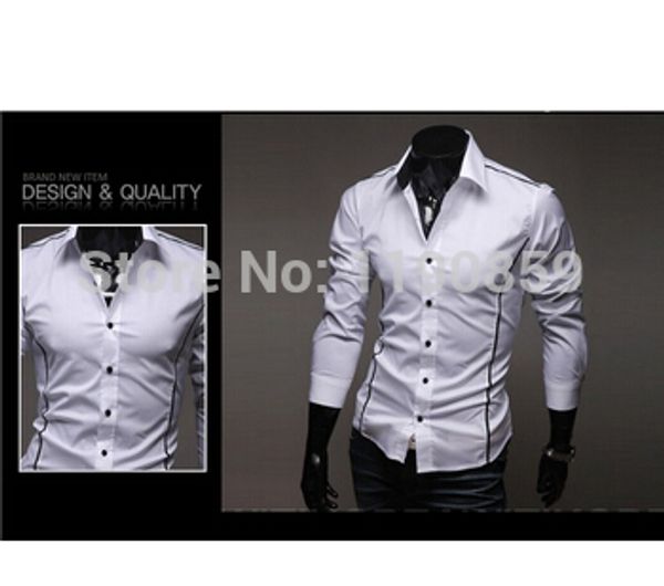 

coldker men's casual shirts english slim stylish design spring men's long-sleeved shirt, polyester with cotton material, White;black