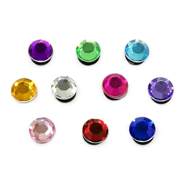 

moq=2lots circle crystal shoe charms wholesale jibitz for croc soft rubber pvc charms accessories promotional, White;pink