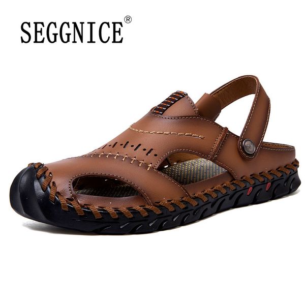 

men sandals summer light beach leather shoes fashion cutout men outdoor slippers rubber non-slip casual sandals 2020, Black
