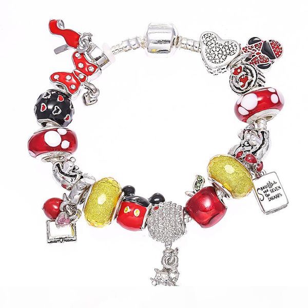 

fashion luxury designer cute lovely bow cartoon diy diamond crystal european beads charms bracelet for woman girls, Golden;silver