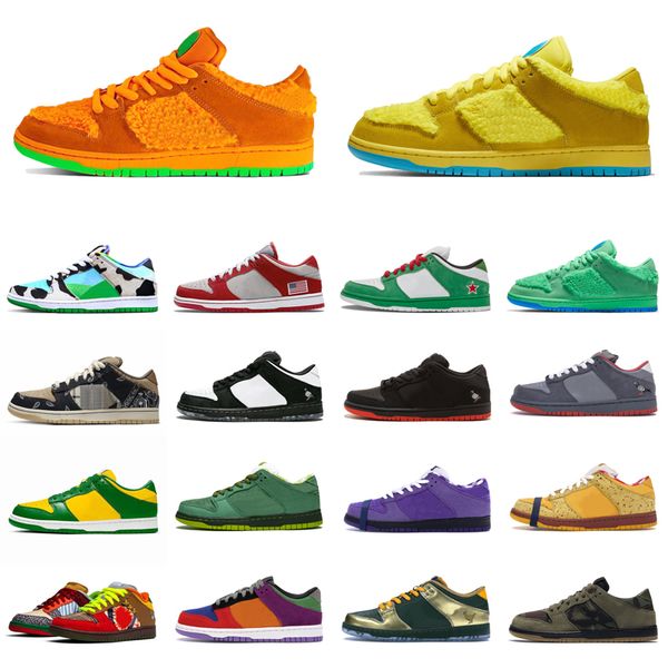 

2020 gratefulÂ deadÂ bears dunk low casual shoes chunky dunky orange yellow green bear skate camo mens womens trainers outdoor sports sneakers, Black
