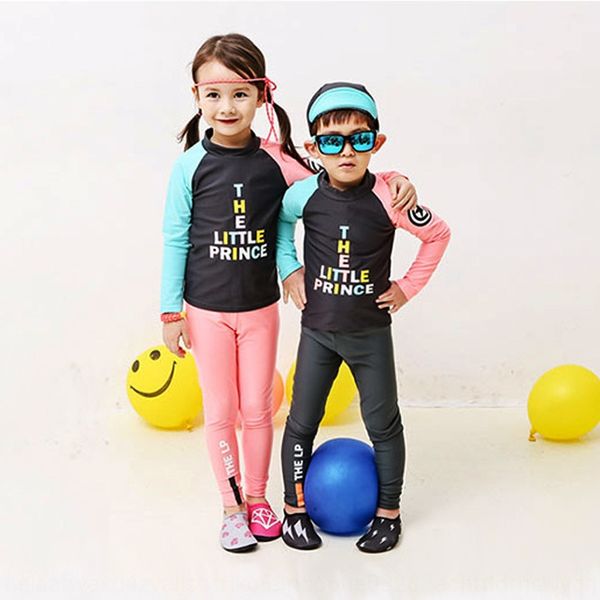

korean style children's cute boys and girls split baby swimsuit sun-proof quick-drying swimsuit long-sleeved trousers, Black