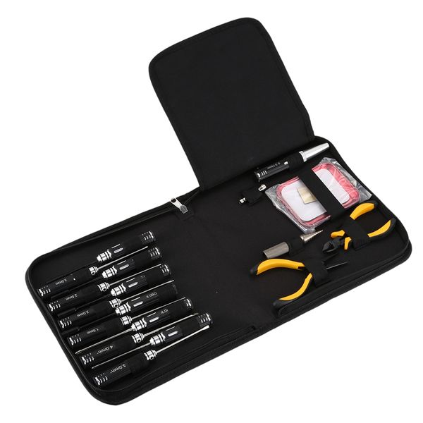 

1 set 18 in 1 rc tools kits screwdriver pliers hex sleeve socket repair box set for repairing rc airplanes, car model toys